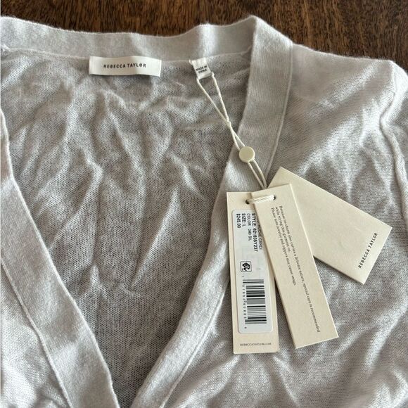 NWT Rebecca Taylor Wool Blend Rouched V neck Sweater Cardigan - Picture 4 of 10